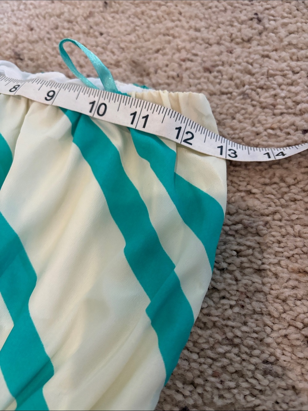 Collective concepts strapless 
Cream and Teal Diagonal Stripe High-Low Dress - Picture 4 of 7